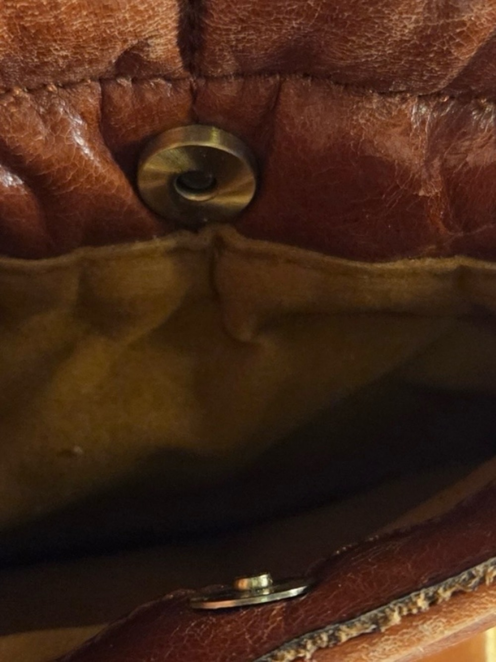 Patricia Nash vintage Cognac leather Crossbody bag quilted tassel - Picture 8 of 13